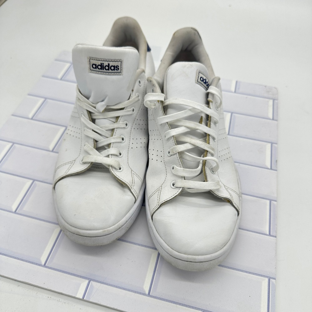 Adidas advantage White blue Leather‎ Sneakers Casual Comfort Tennis Shoes Mens